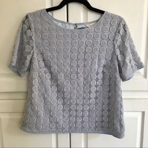 A Diva Blue Floral Lace Crop Top